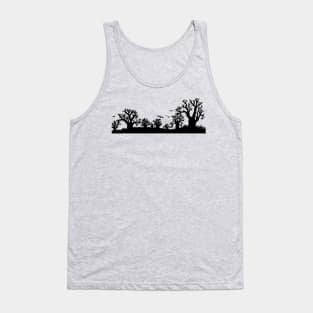 Baobab Trees Silhouette Black and White Tank Top